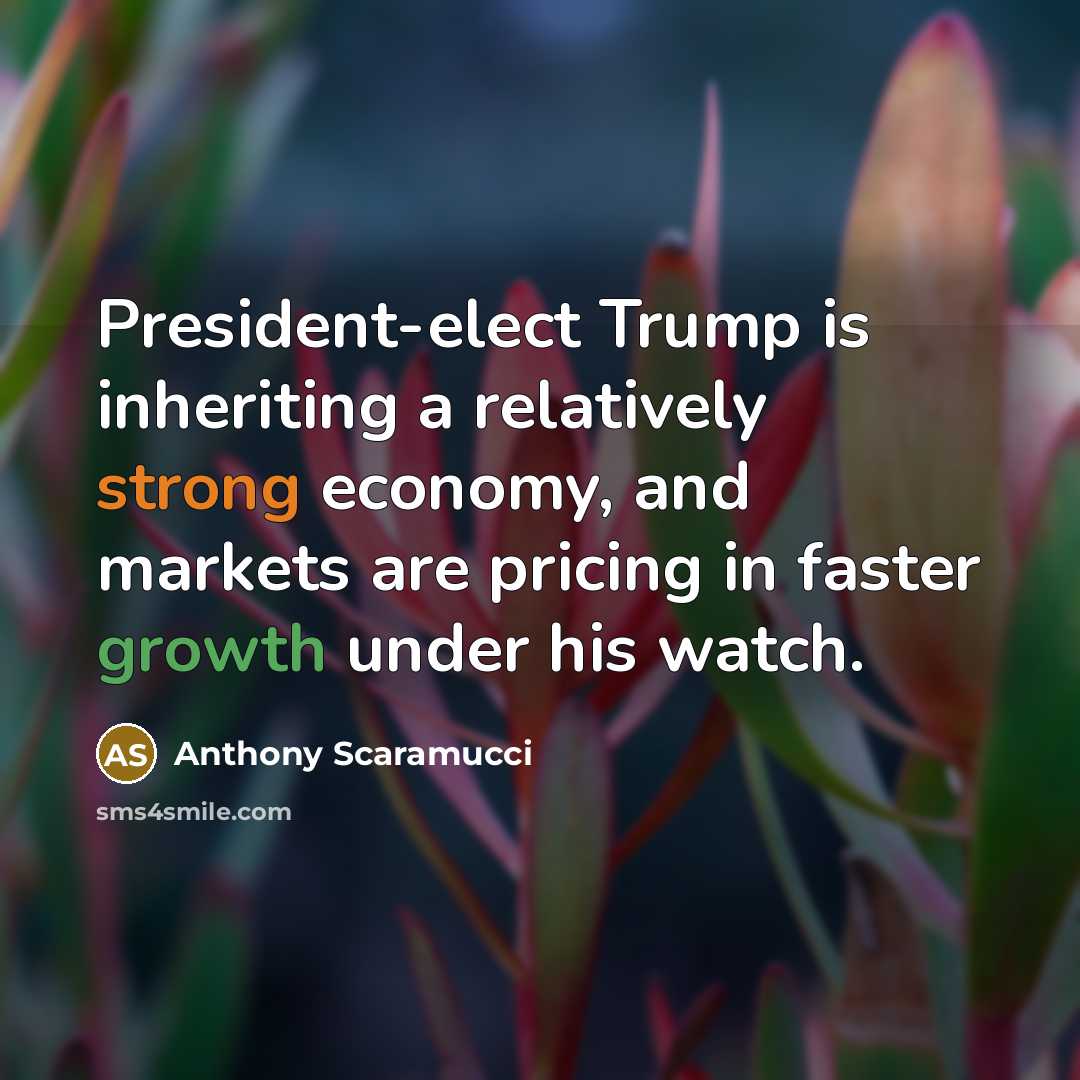 “President-elect Trump is inheriting a relatively strong economy, and markets are pricing in faster growth under his watch.” quote by Anthony Scaramucci
