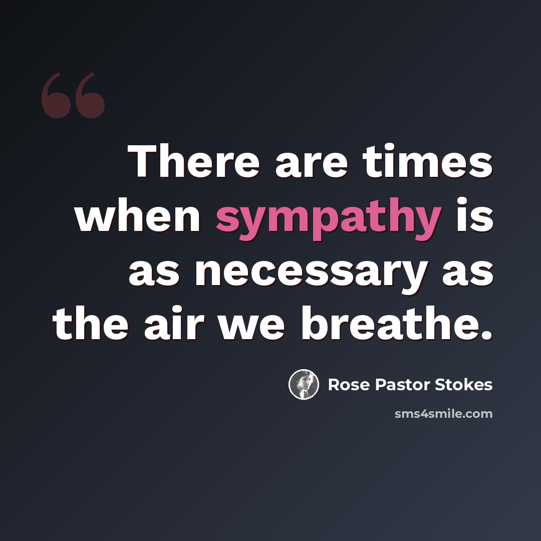 “There are times when sympathy is as necessary as the air we breathe.” quote by Rose Pastor Stokes