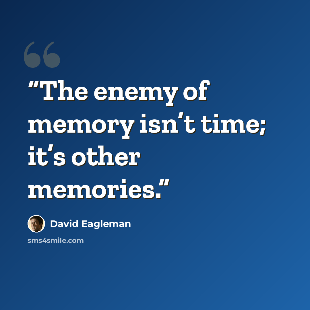 “The enemy of memory isn’t time; it’s other memories.” quote by David Eagleman