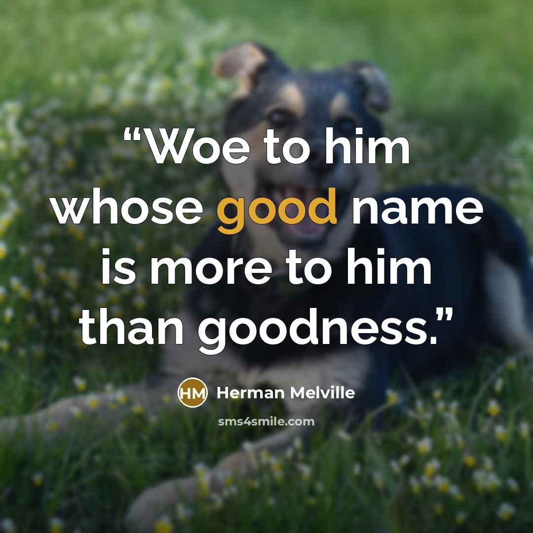 “Woe to him whose good name is more to him than goodness.” quote by Herman Melville