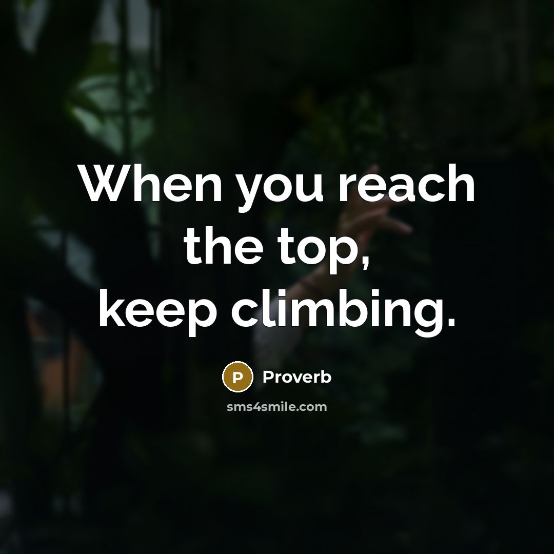 “When you reach the top, keep climbing.” quote by Proverb