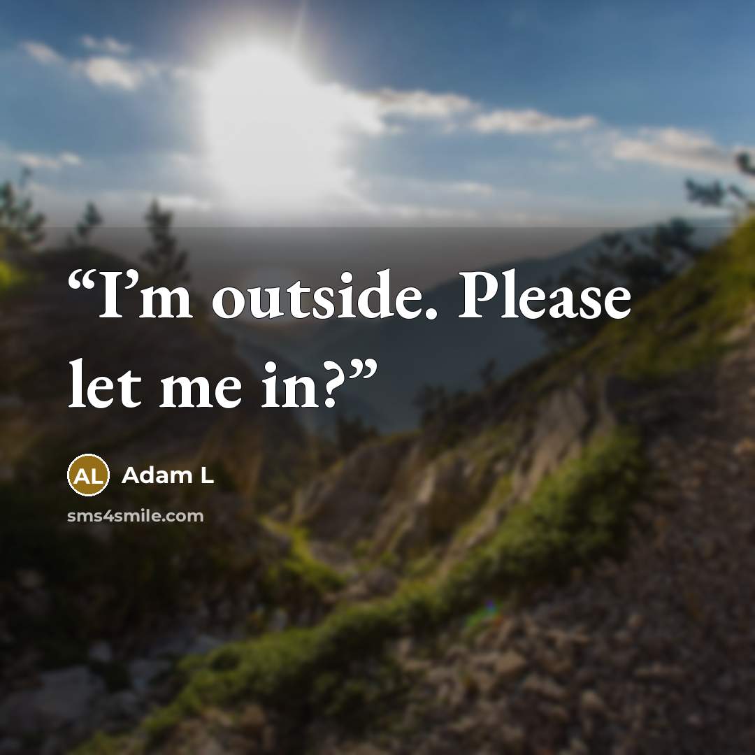 “I’m outside. Please let me in?” quote by Adam L