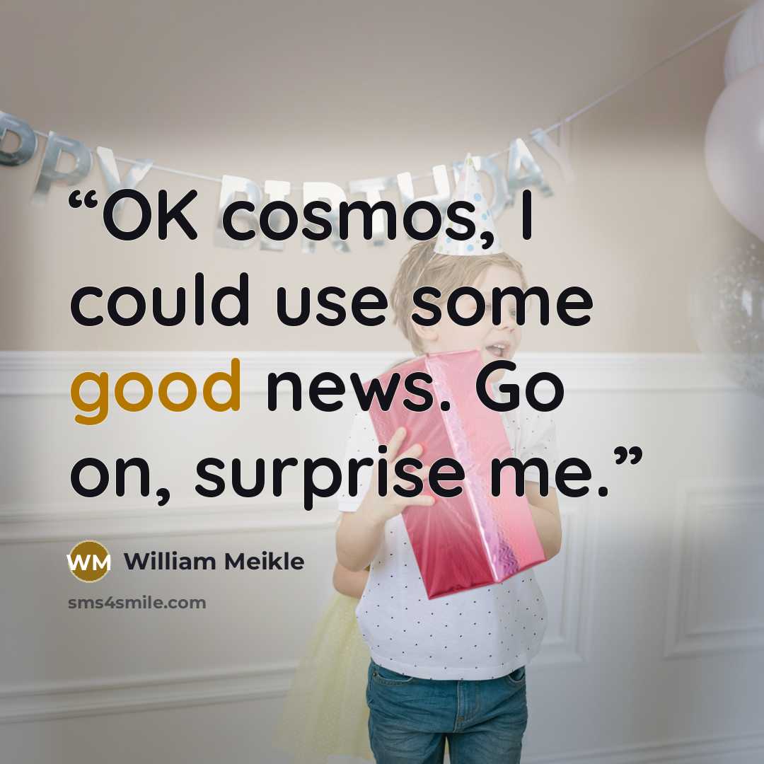 “OK cosmos, I could use some good news. Go on, surprise me.” quote by William Meikle