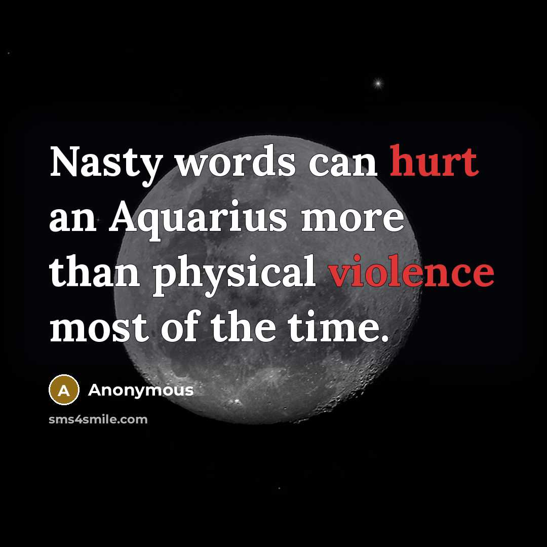 “Nasty words can hurt an Aquarius more than physical violence most of the time.” quote by Anonymous