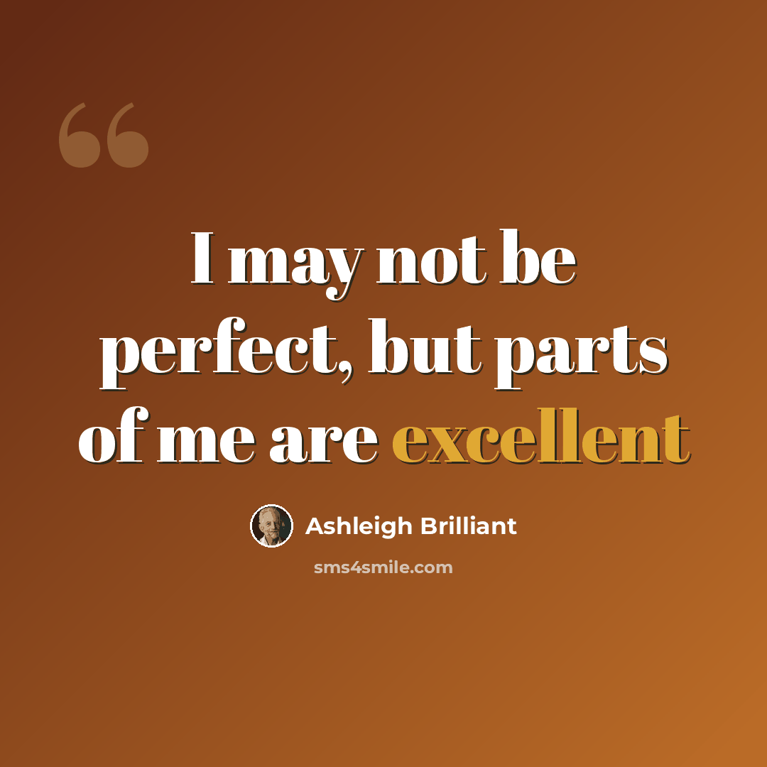 “I may not be perfect, but parts of me are excellent” quote by Ashleigh Brilliant