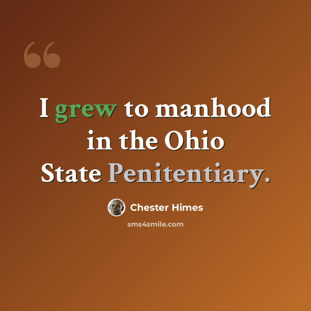 “I grew to manhood in the Ohio State Penitentiary.” quote by Chester Himes