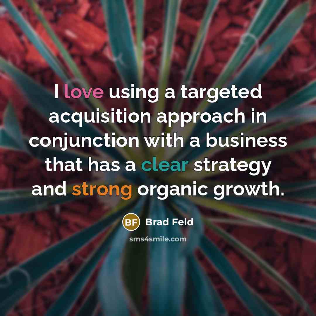 “I love using a targeted acquisition approach in conjunction with a business that has a clear strategy and strong organic growth.” quote by Brad Feld