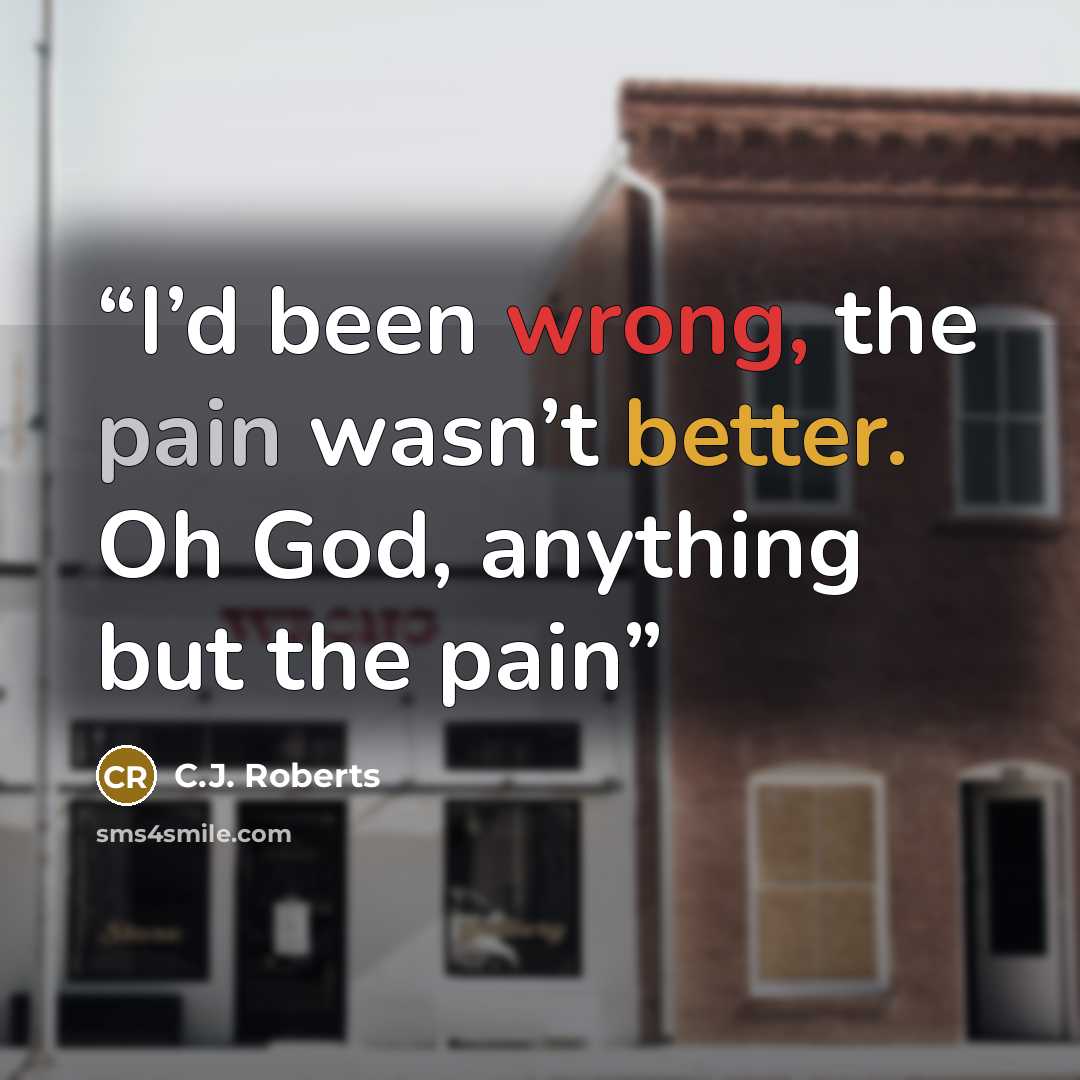 “I’d been wrong, the pain wasn’t better. Oh God, anything but the pain” quote by C.J. Roberts