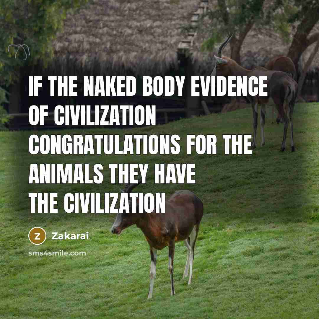“If the naked body evidence of civilization congratulations for the animals they have the civilization” quote by Zakarai