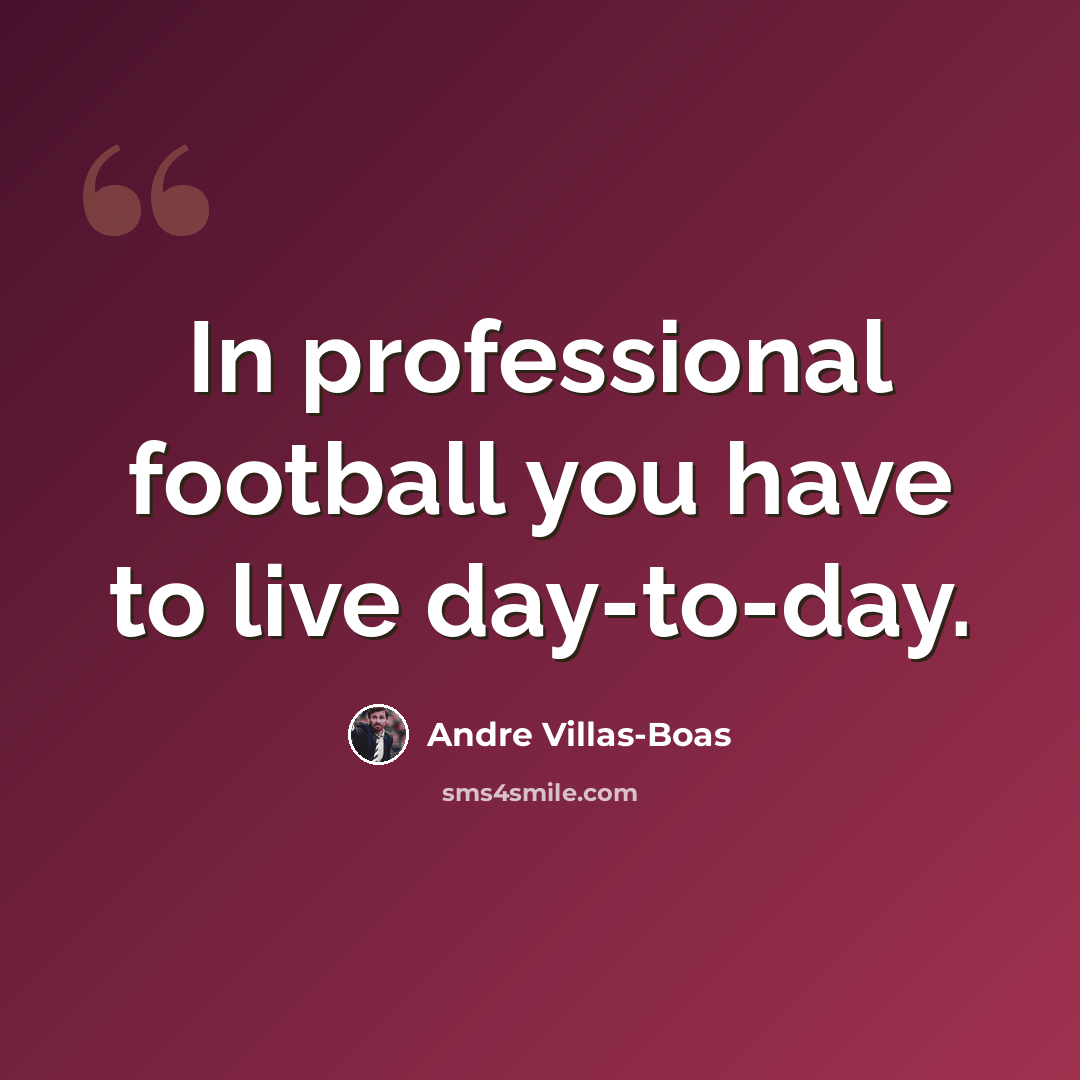 “In professional football you have to live day-to-day.” quote by Andre Villas-Boas