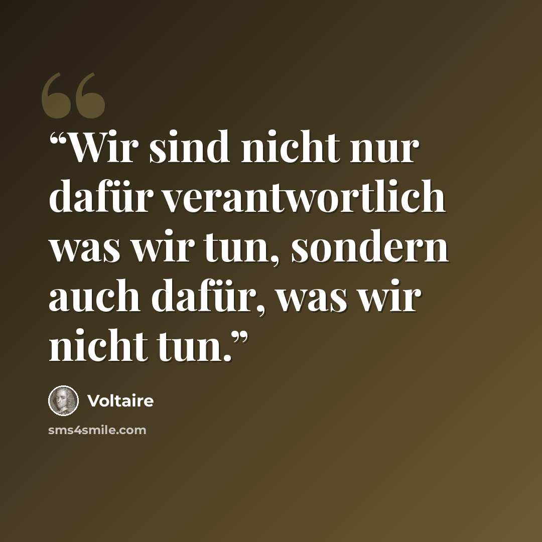 “Wir sind nicht nur dafür verantwortlich was wir tun, sondern auch dafür, was wir nicht tun.” quote by Voltaire