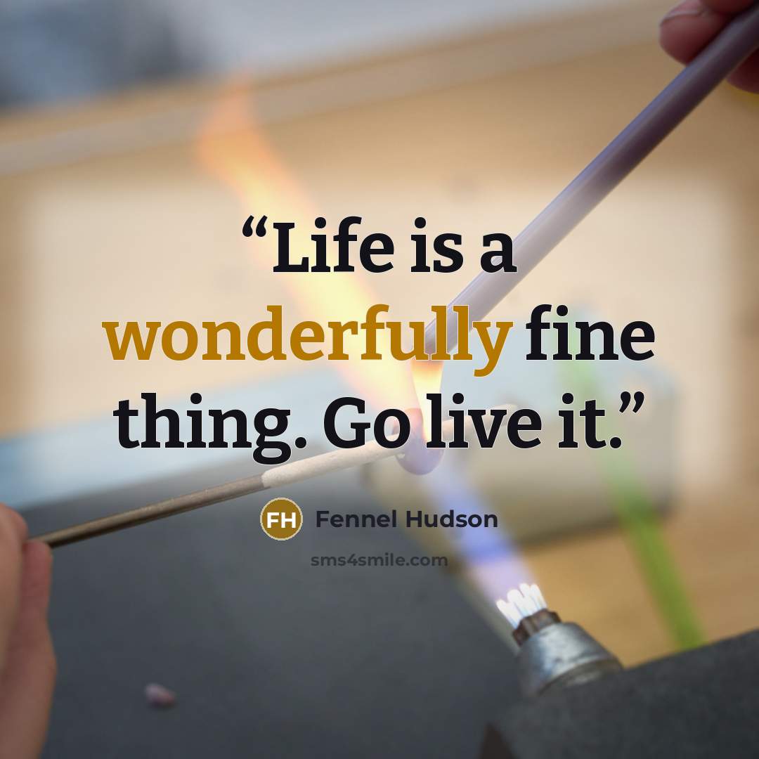 “Life is a wonderfully fine thing. Go live it.” quote by Fennel Hudson