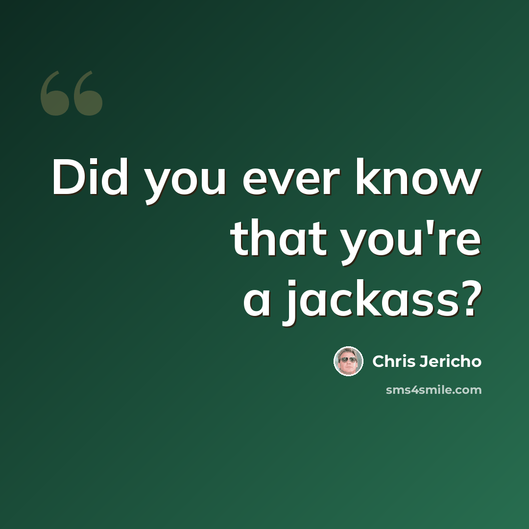 “Did you ever know that you're a jackass?” quote by Chris Jericho