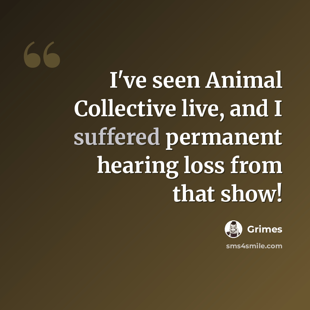 “I've seen Animal Collective live, and I suffered permanent hearing loss from that show!” quote by Grimes