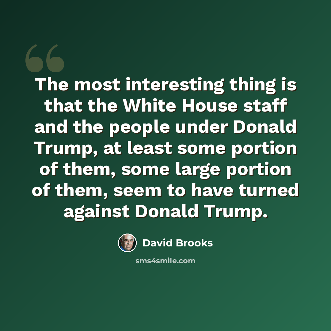 “The most interesting thing is that the White House staff and the people under Donald Trump, at least some portion of them, some large portion of them, seem to have turned against Donald Trump.” quote by David Brooks