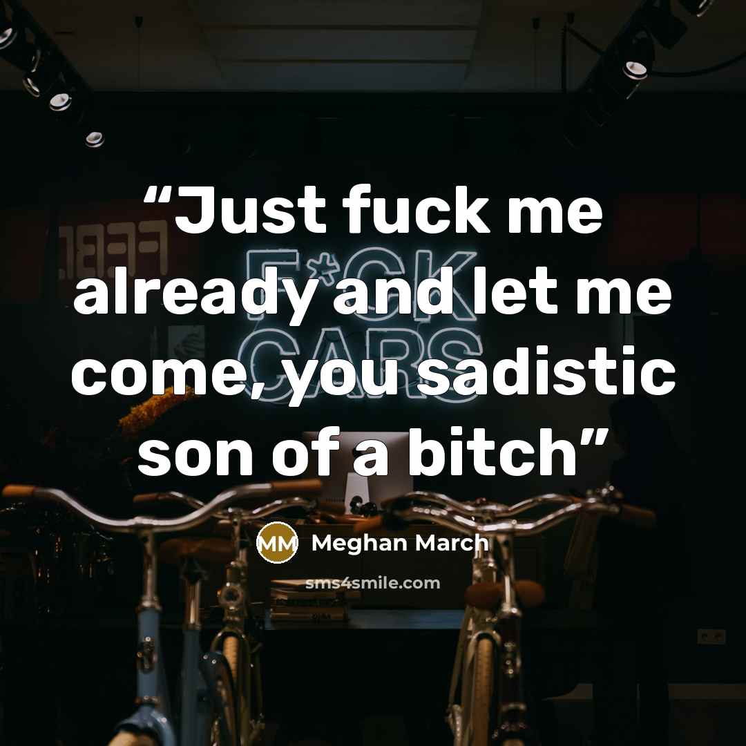 “Just fuck me already and let me come, you sadistic son of a bitch” quote by Meghan March
