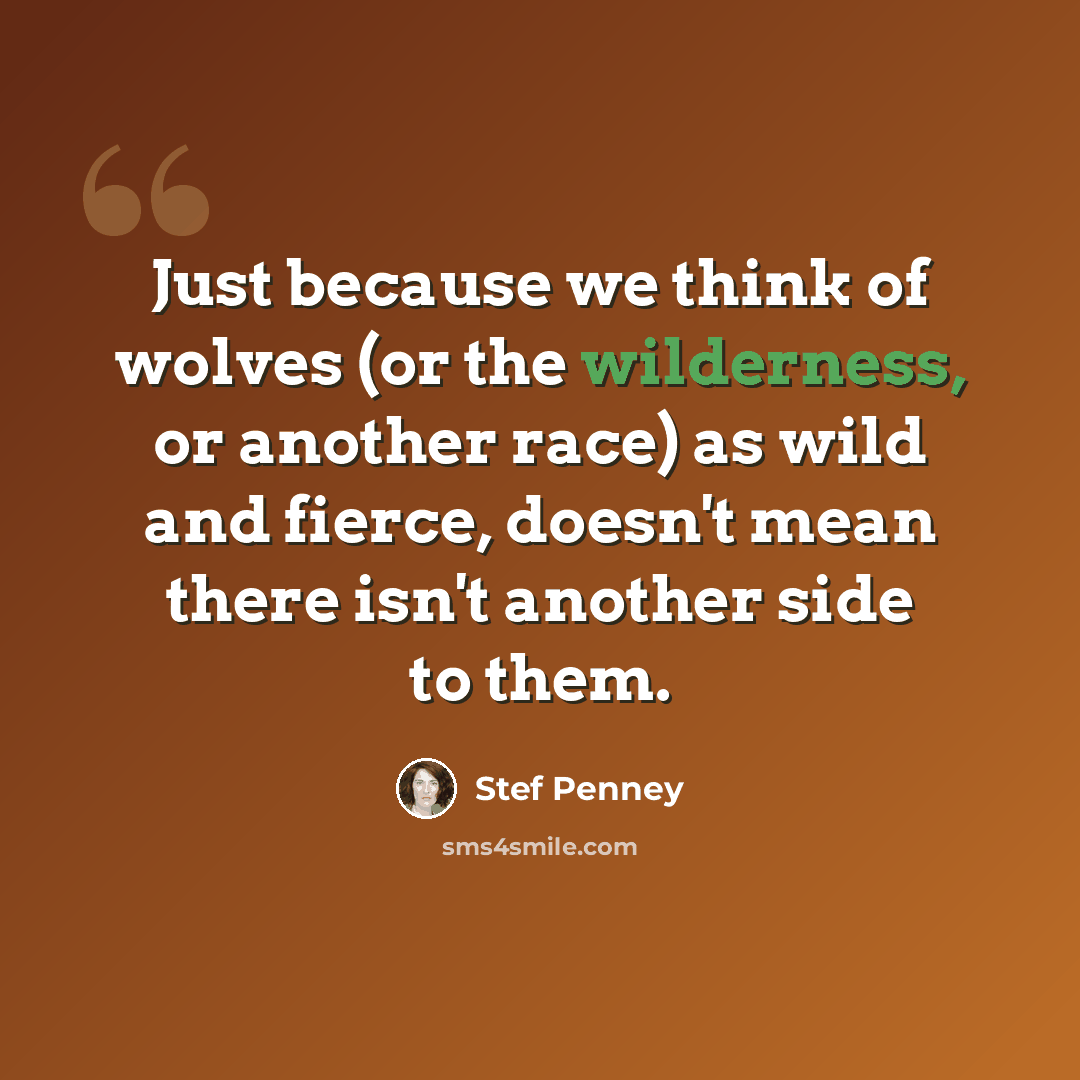 “Just because we think of wolves (or the wilderness, or another race) as wild and fierce, doesn't mean there isn't another side to them.” quote by Stef Penney