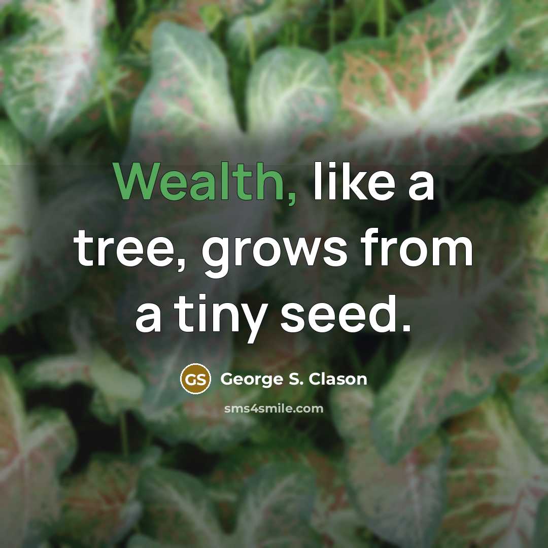 “Wealth, like a tree, grows from a tiny seed.” quote by George S. Clason