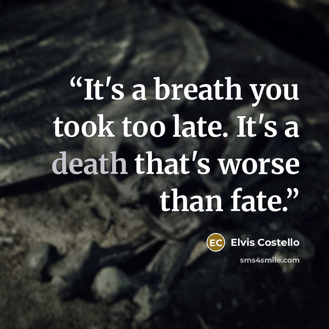 “It's a breath you took too late. It's a death that's worse than fate.” quote by Elvis Costello