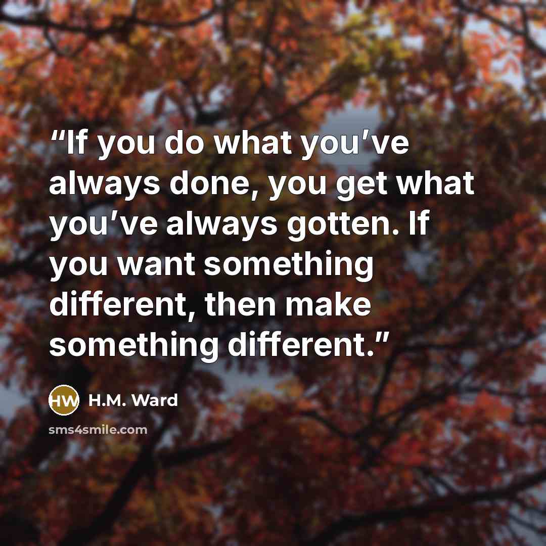 “If you do what you’ve always done, you get what you’ve always gotten. If you want something different, then make something different.” quote by H.M. Ward
