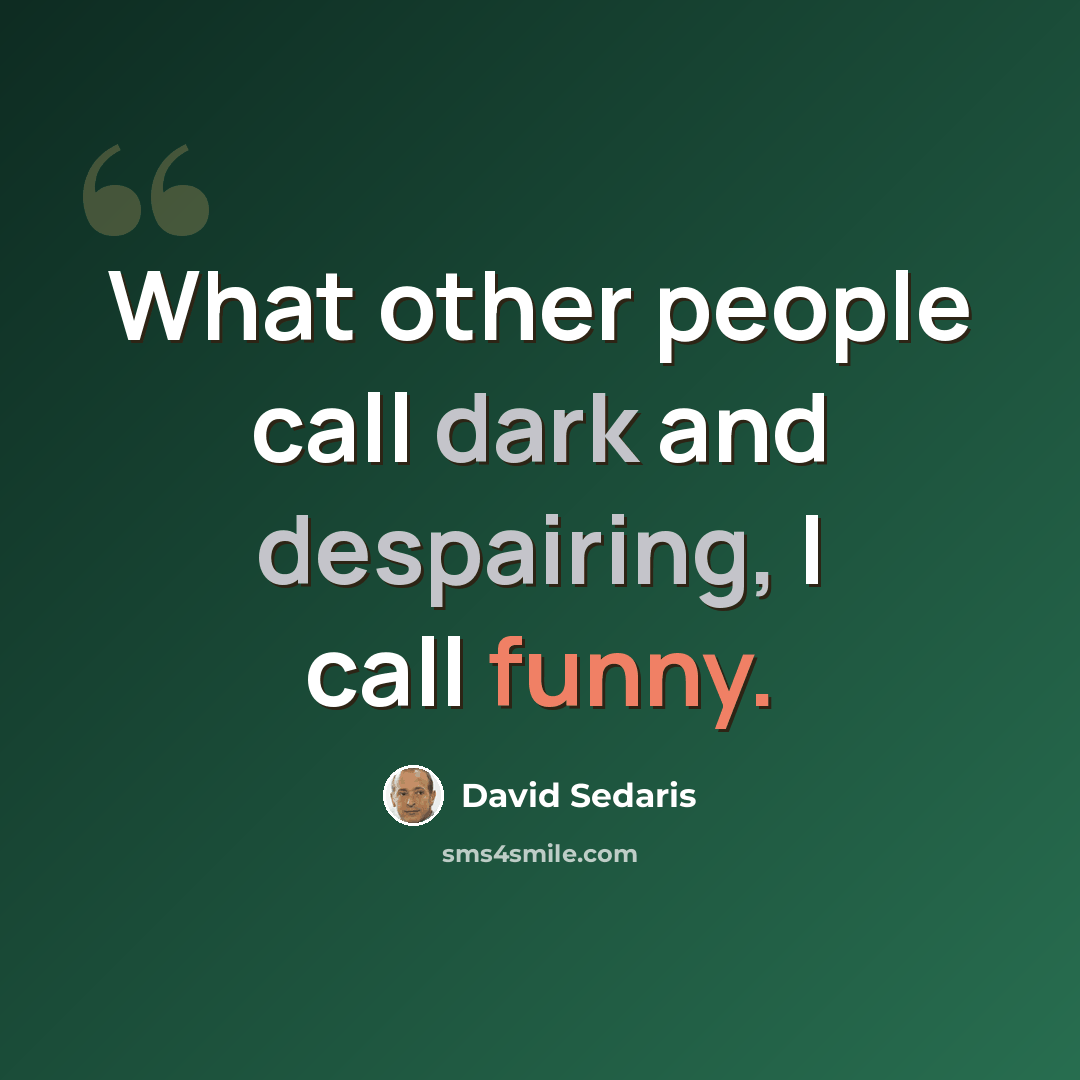 “What other people call dark and despairing, I call funny.” quote by David Sedaris