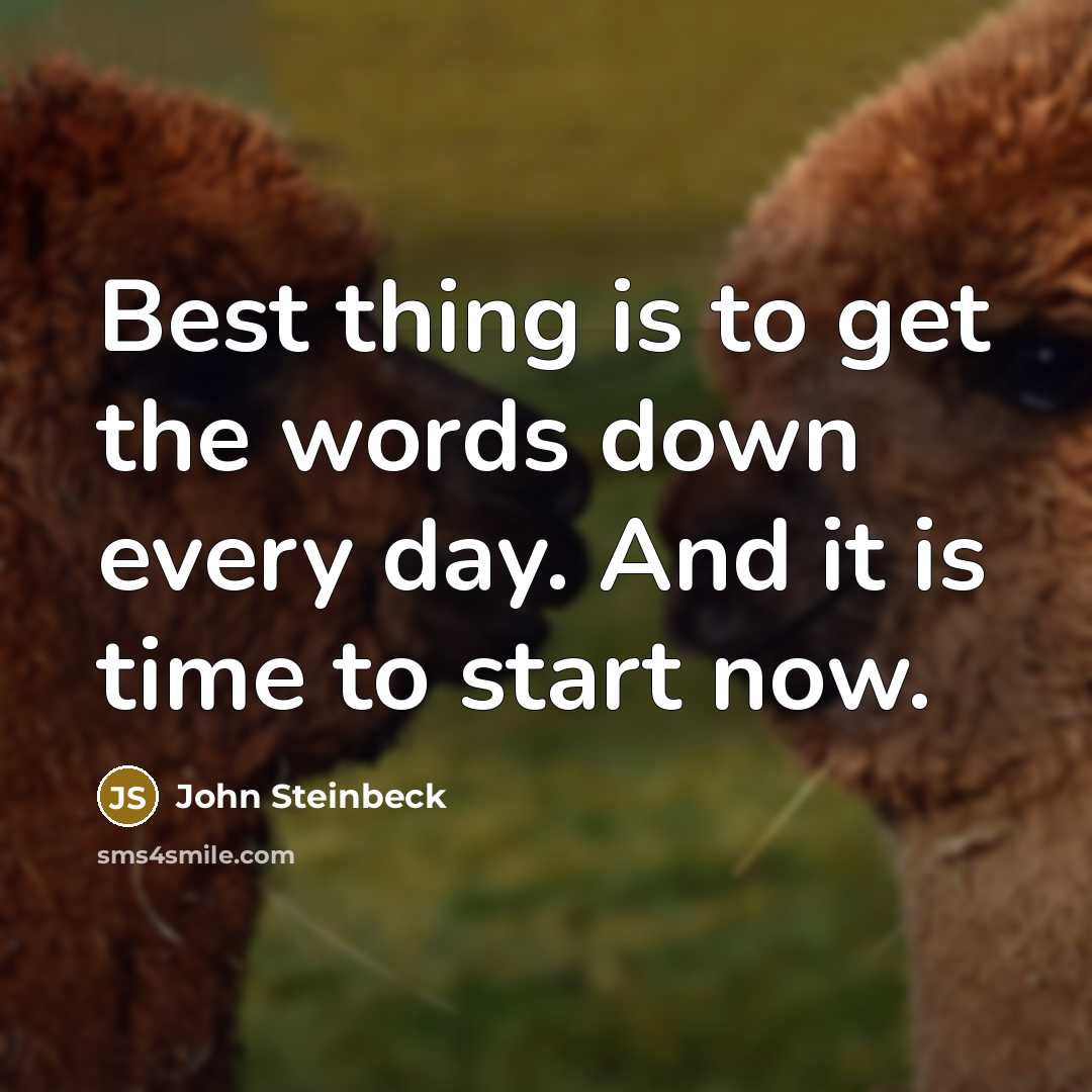 “Best thing is to get the words down every day. And it is time to start now.” quote by John Steinbeck