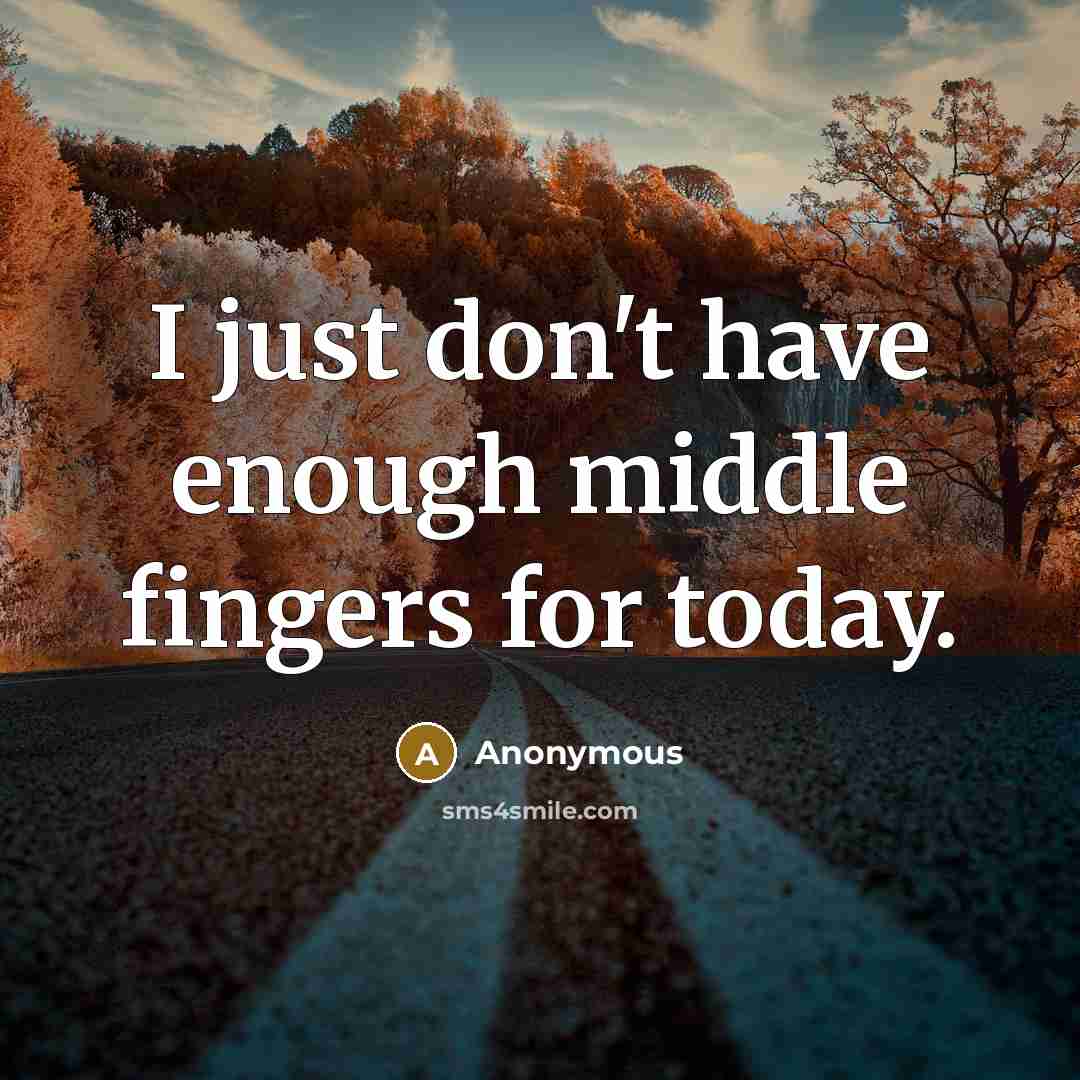 “I just don't have enough middle fingers for today.” quote by Anonymous