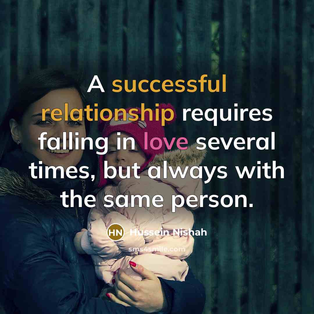 “A successful relationship requires falling in love several times, but always with the same person.” quote by Hussein Nishah