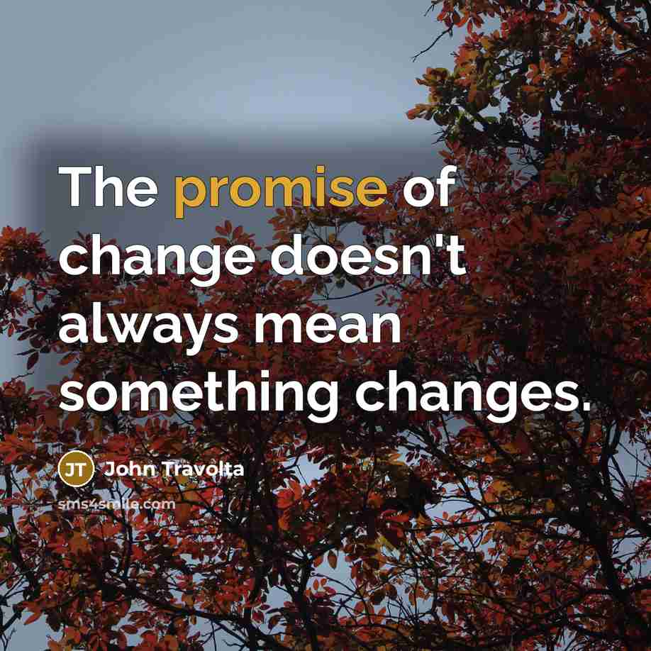 “The promise of change doesn't always mean something changes.” quote by John Travolta