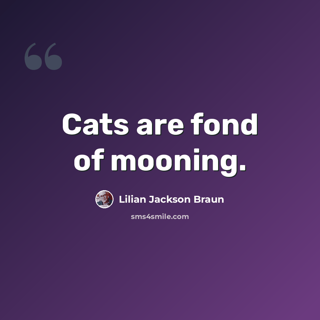 “Cats are fond of mooning.” quote by Lilian Jackson Braun