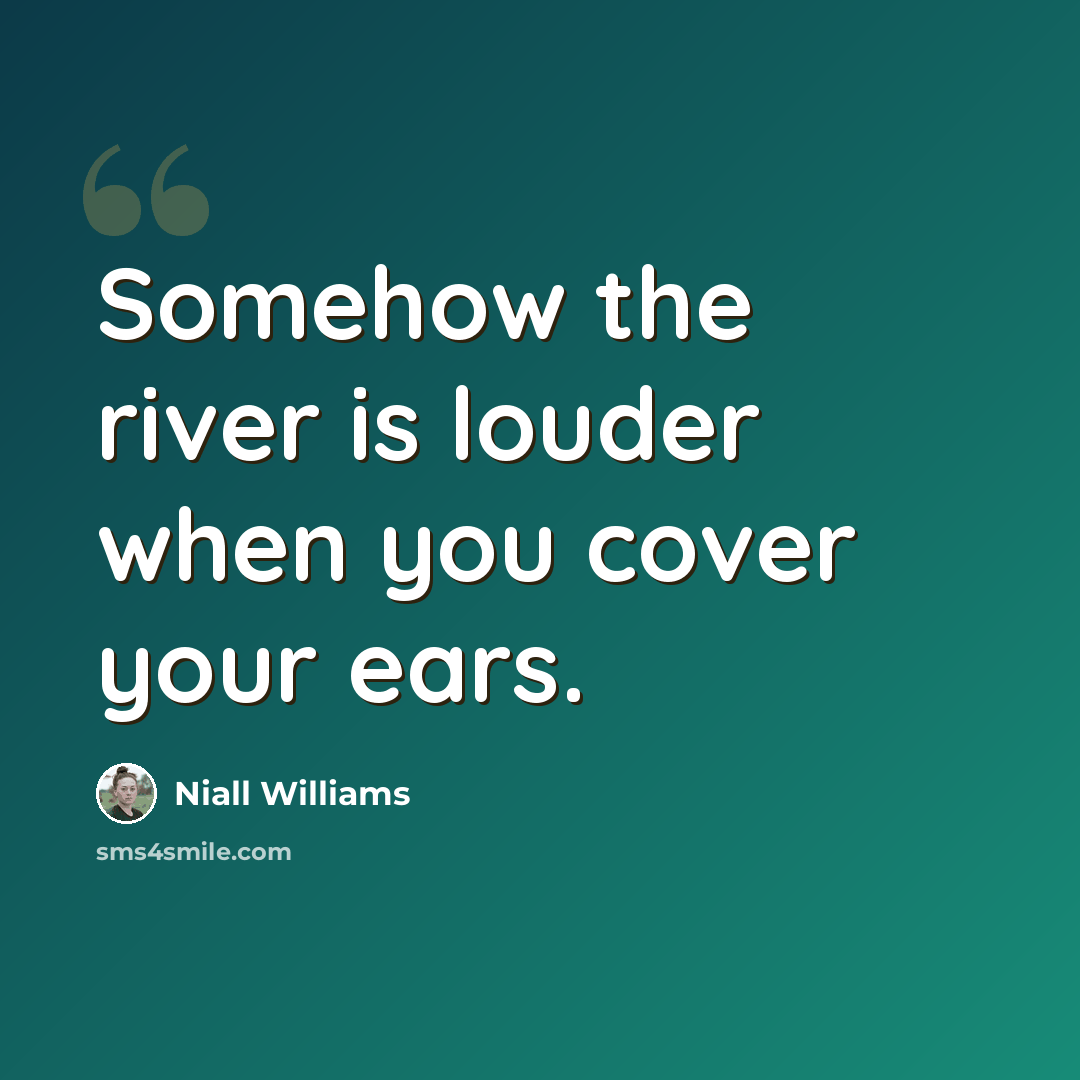 “Somehow the river is louder when you cover your ears.” quote by Niall Williams