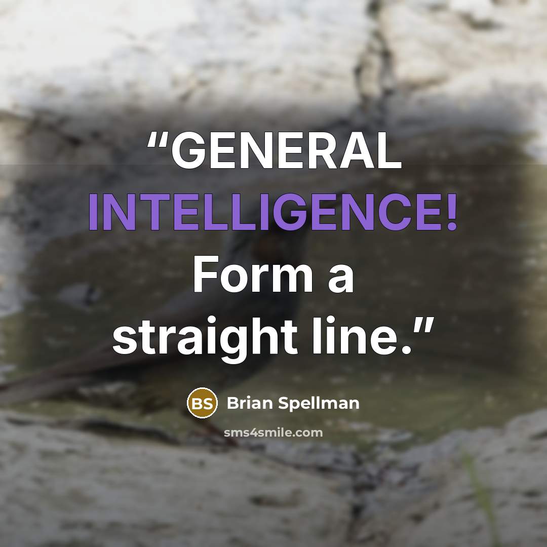“GENERAL INTELLIGENCE! Form a straight line.” quote by Brian Spellman