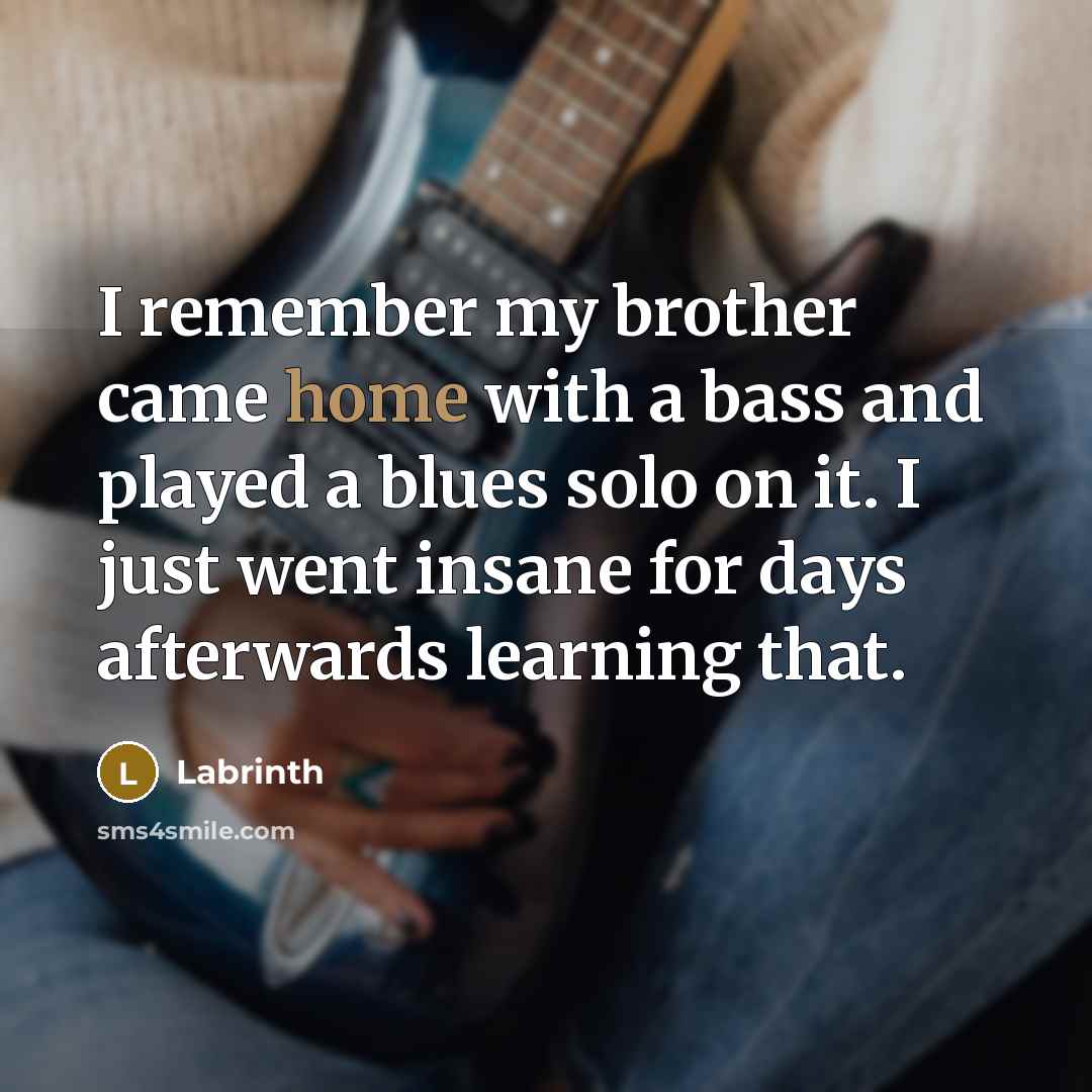 “I remember my brother came home with a bass and played a blues solo on it. I just went insane for days afterwards learning that.” quote by Labrinth