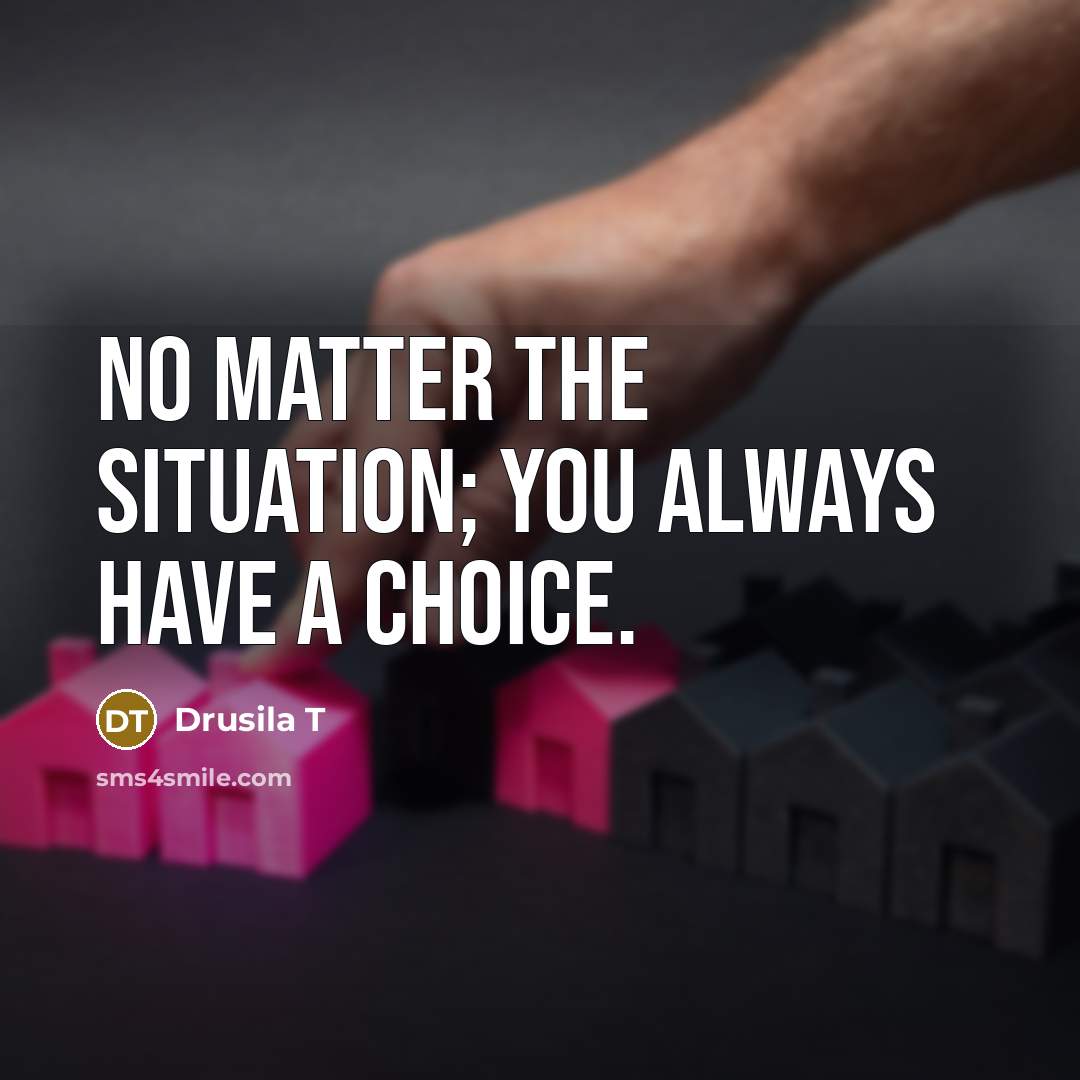 “No matter the situation; you always have a choice.” quote by Drusila T