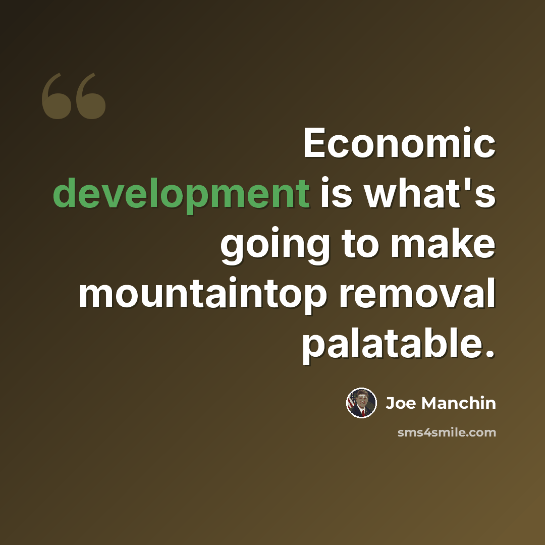 “Economic development is what's going to make mountaintop removal palatable.” quote by Joe Manchin