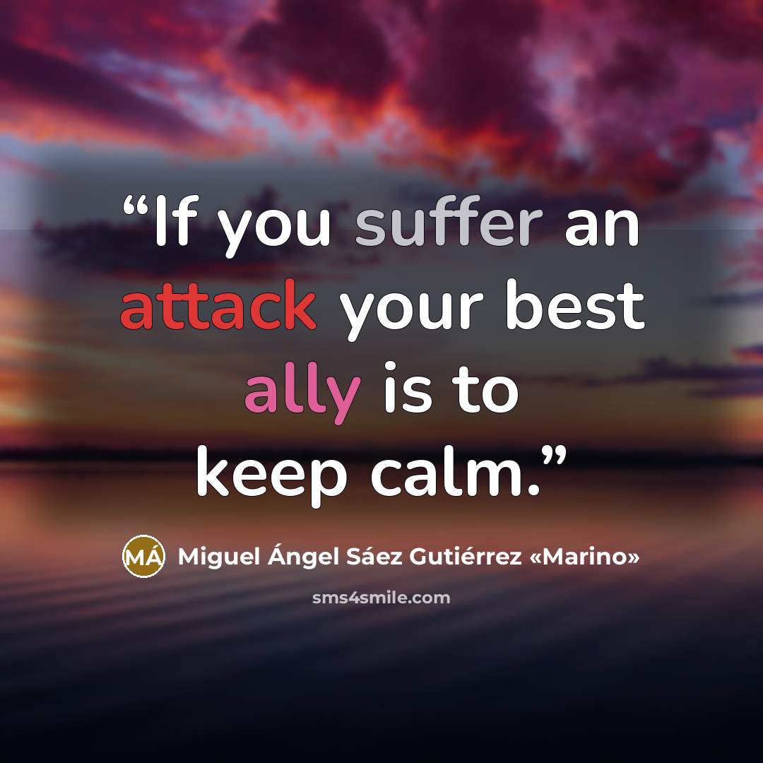 “If you suffer an attack your best ally is to keep calm.” quote by Miguel Ángel Sáez Gutiérrez «Marino»