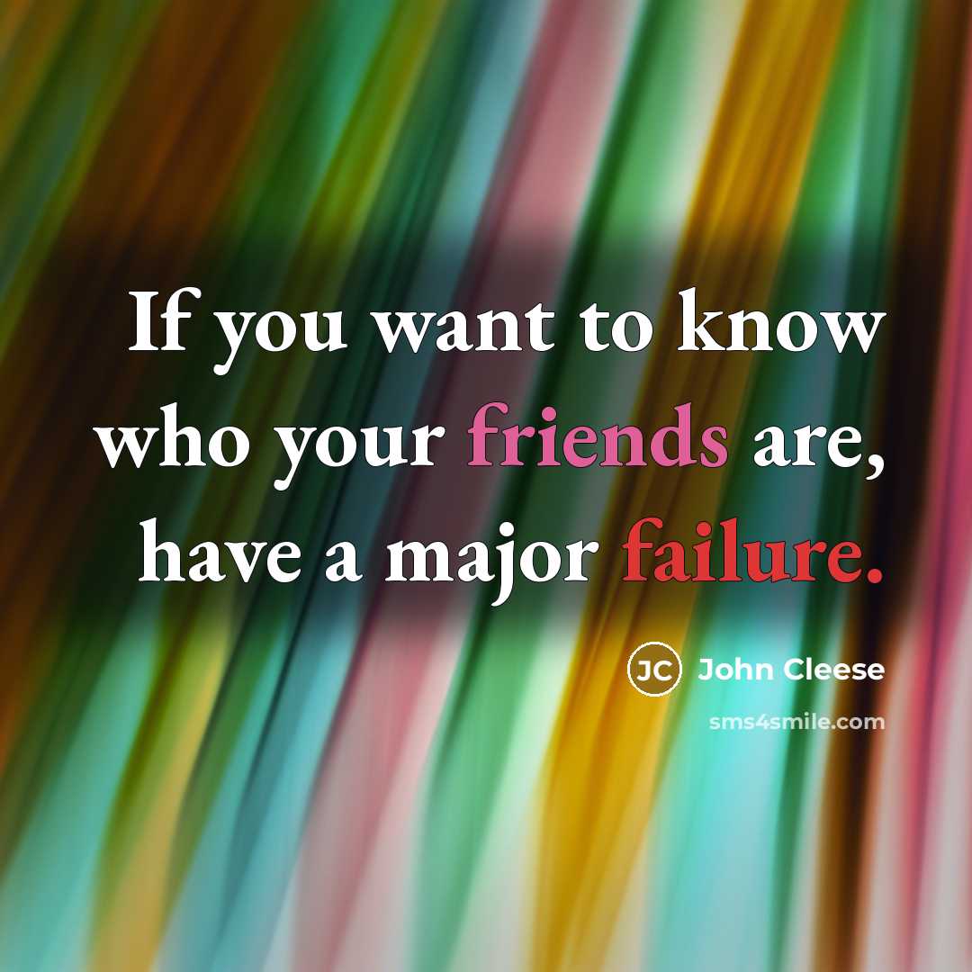 “If you want to know who your friends are, have a major failure.” quote by John Cleese