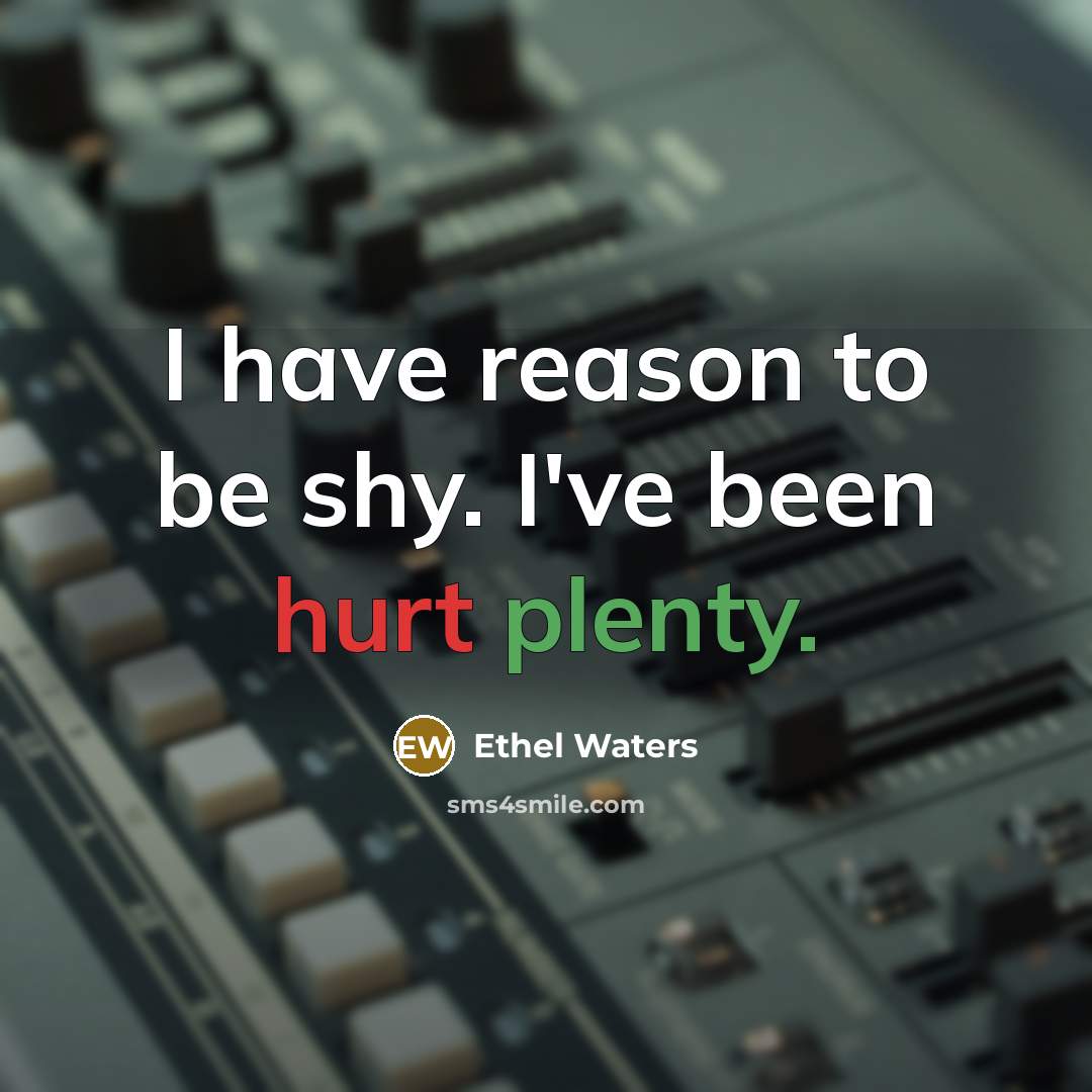“I have reason to be shy. I've been hurt plenty.” quote by Ethel Waters