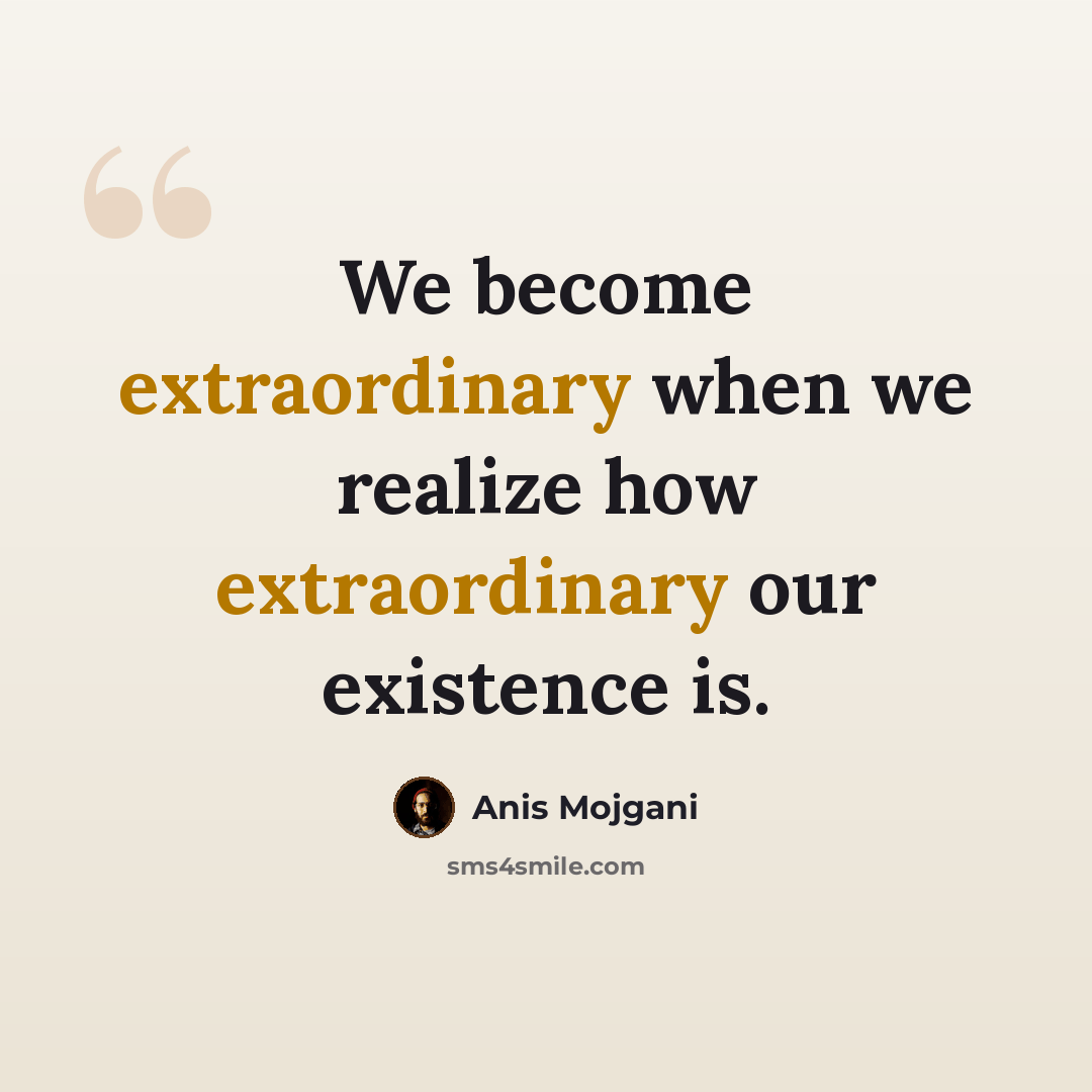 “We become extraordinary when we realize how extraordinary our existence is.” quote by Anis Mojgani