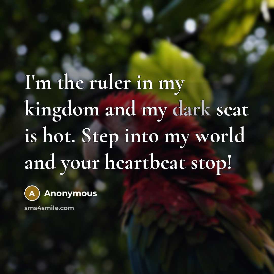 “I'm the ruler in my kingdom and my dark seat is hot. Step into my world and your heartbeat stop!” quote by Anonymous