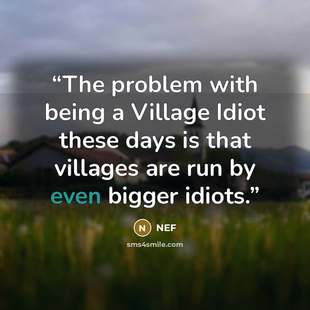 “The problem with being a Village Idiot these days is that villages are run by even bigger idiots.” quote by NEF