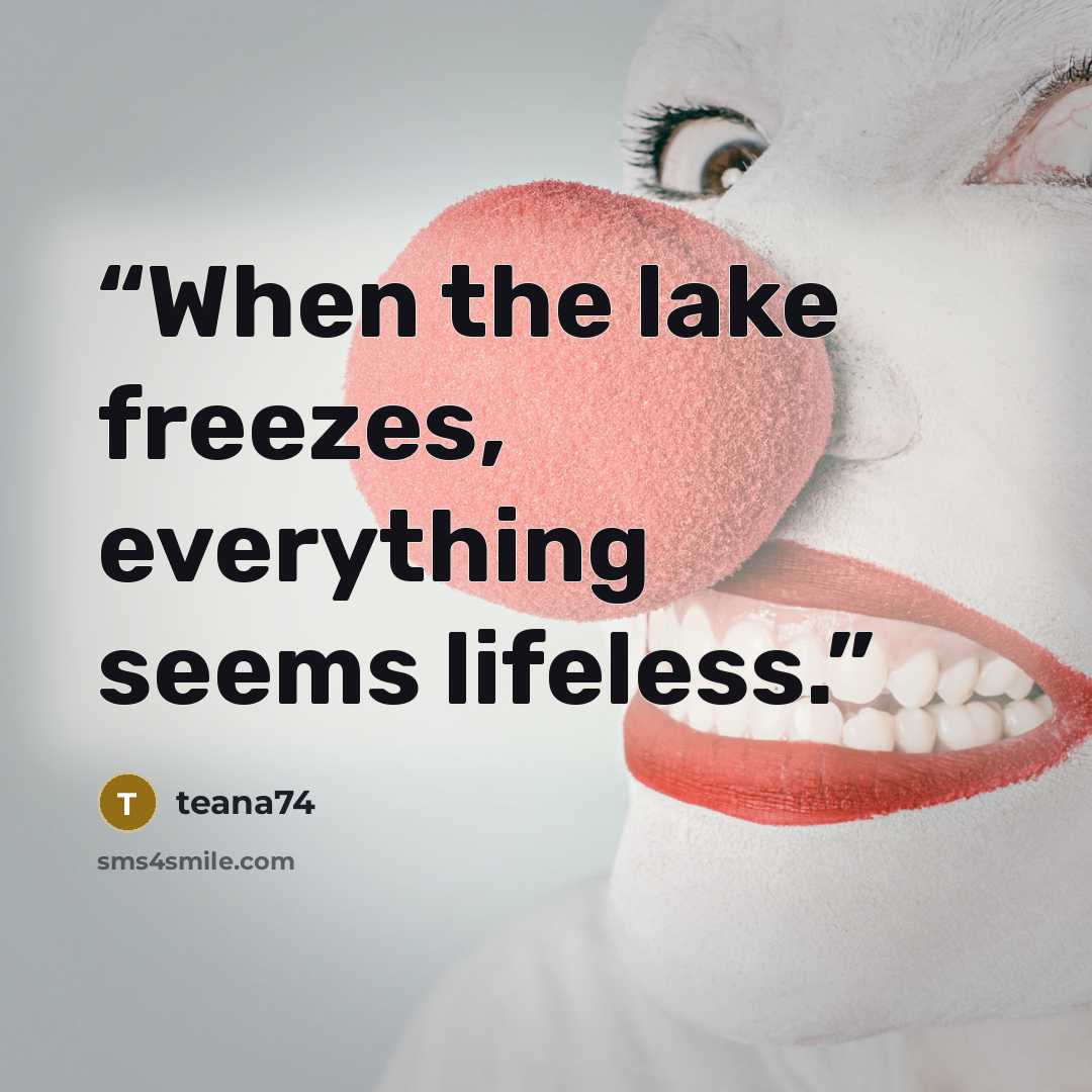 “When the lake freezes, everything seems lifeless.” quote by teana74