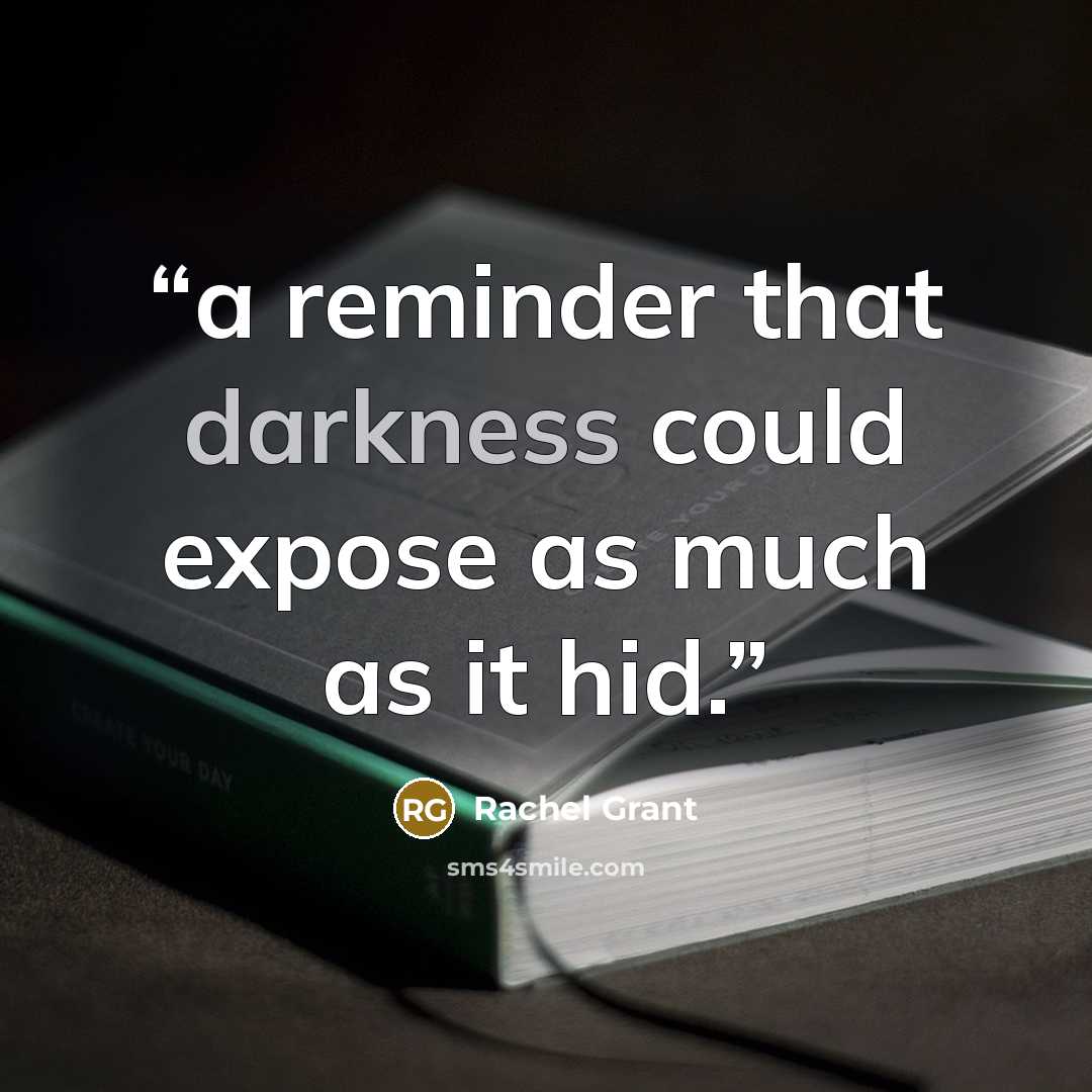 “a reminder that darkness could expose as much as it hid.” quote by Rachel Grant