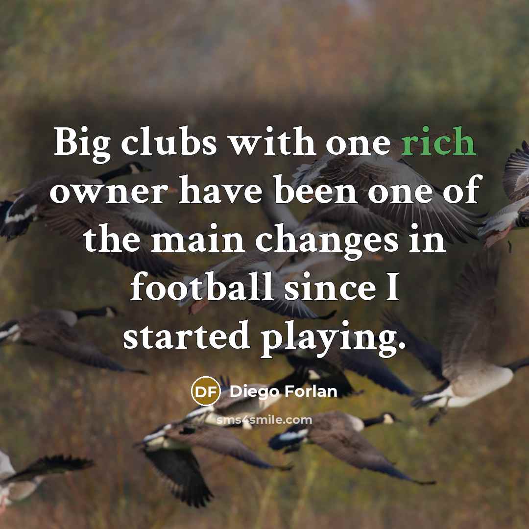 “Big clubs with one rich owner have been one of the main changes in football since I started playing.” quote by Diego Forlan