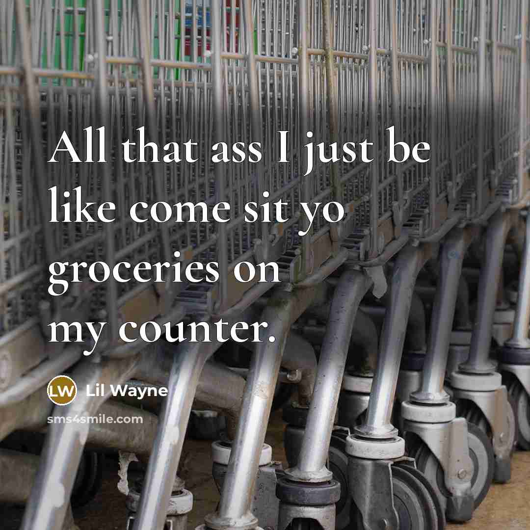 “All that ass I just be like come sit yo groceries on my counter.” quote by Lil Wayne