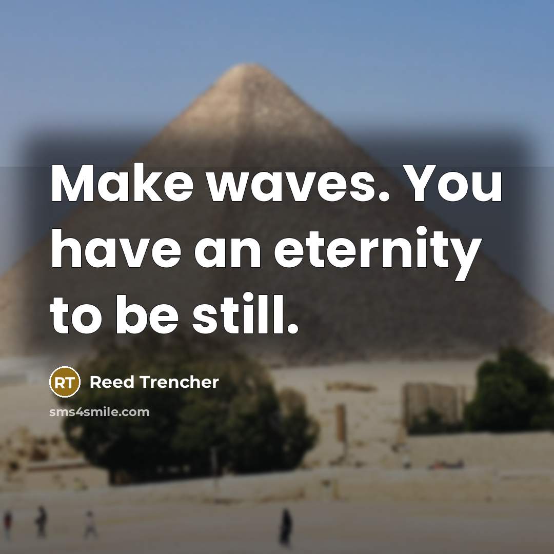 “Make waves. You have an eternity to be still.” quote by Reed Trencher