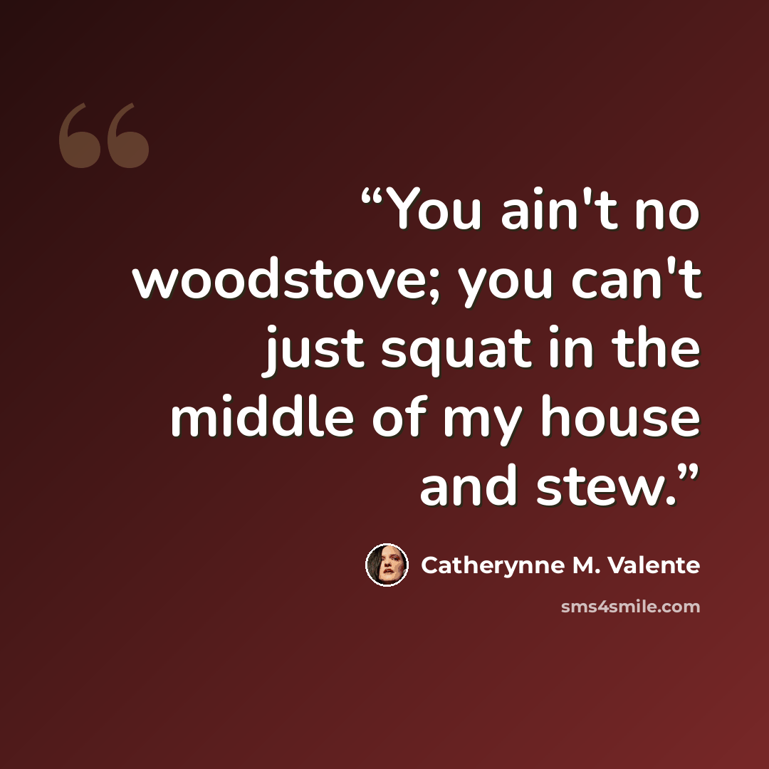 “You ain't no woodstove; you can't just squat in the middle of my house and stew.” quote by Catherynne M. Valente