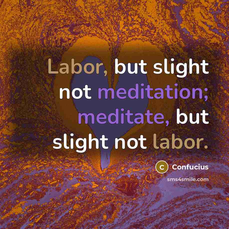 “Labor, but slight not meditation; meditate, but slight not labor.” quote by Confucius
