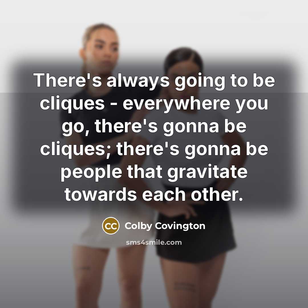 “There's always going to be cliques - everywhere you go, there's gonna be cliques; there's gonna be people that gravitate towards each other.” quote by Colby Covington