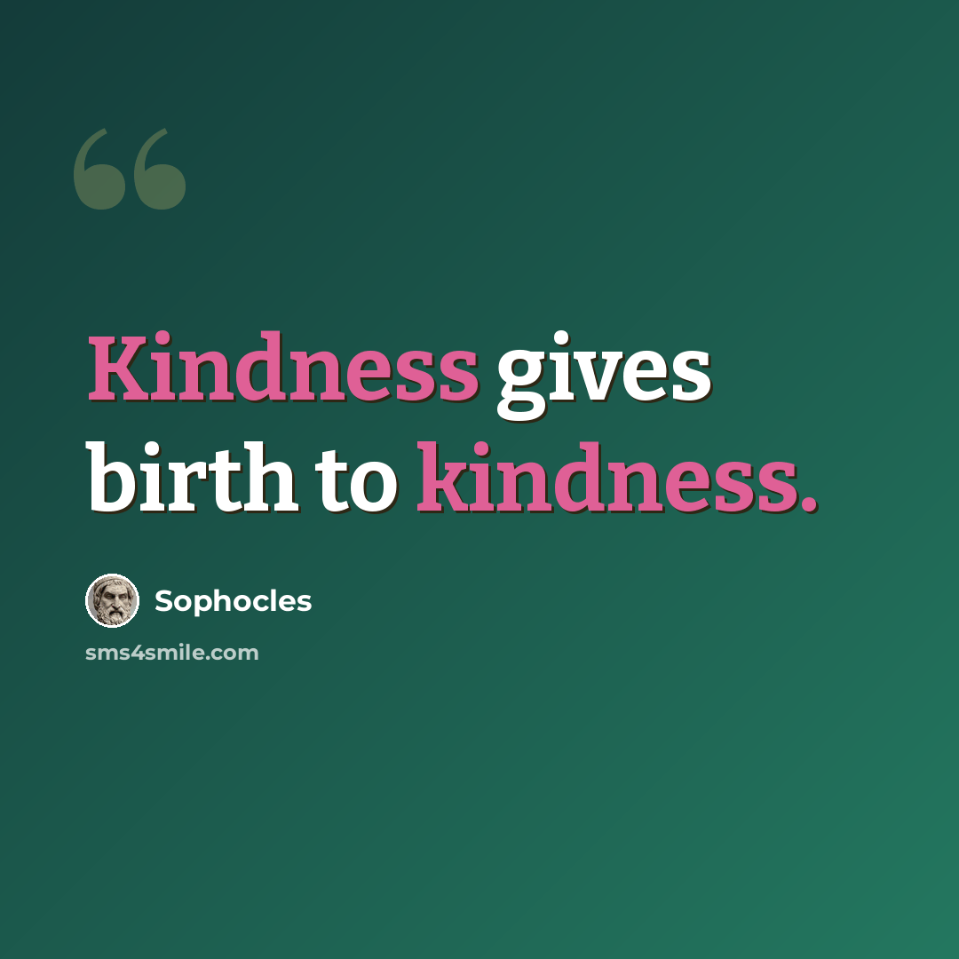 “Kindness gives birth to kindness.” quote by Sophocles